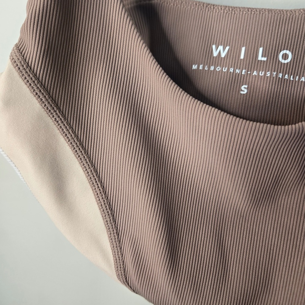 WILO Melbourne Ribbed Activewear Set Mauve Colorblock Sports Bra Leggings Small - Picture 8 of 16